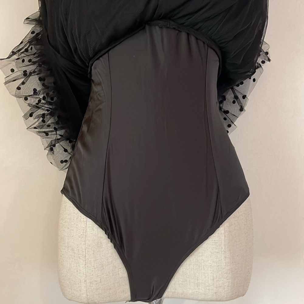 For Love And Lemons Black Mini Dress Ruffles with Gloves! - Picture 6 of 9